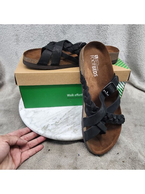 White Mountain Shoes - White Mountain Shoes Womens Size 8 Harrington Black Leather Sandals *NWOT*